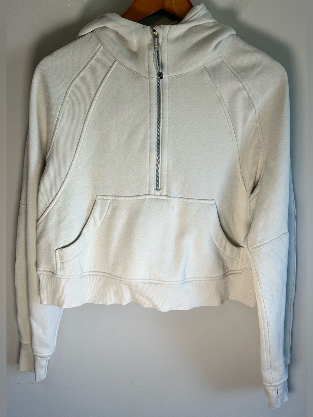 Lululemon Scuba Oversized Womens Half Zip Hoodie Sweater XS/S Off White Stretch